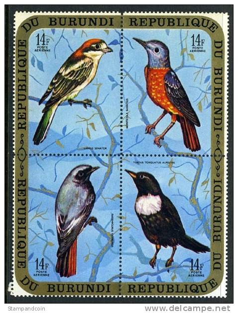 Burundi C134 Mint Never Hinged 14fr Airmail Bird Block Of 4 From 1970 - Konvolute & Serien