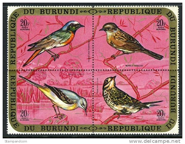 Burundi C135 Mint Never Hinged 20fr Airmail Bird Block Of 4 From 1970 - Konvolute & Serien