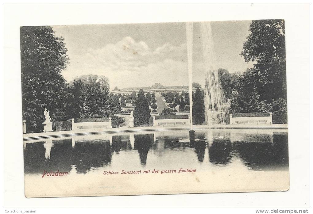 Cp, Allemagne, Postdam, Scloss Sanssouci Mit Der Grossen Fontaine - Potsdam