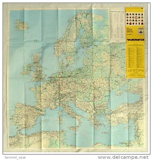 ADAC-Strassenkarte Reisekarte Europa Von 1967 - 1:4.500.000  -  Größe : Ca. 98 X 100 Cm - Mappemondes