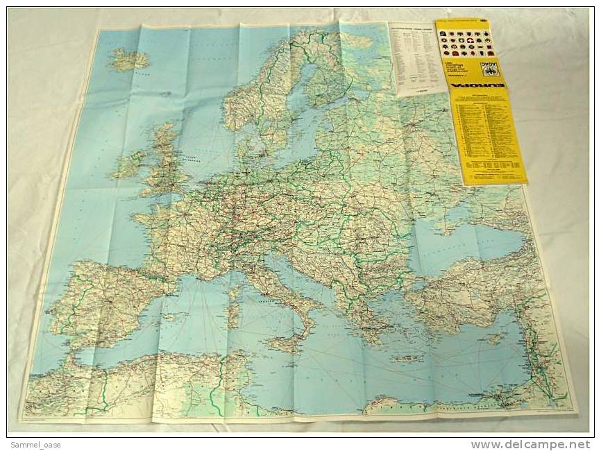 ADAC-Strassenkarte Reisekarte Europa Von 1967 - 1:4.500.000  -  Größe : Ca. 98 X 100 Cm - Wereldkaarten