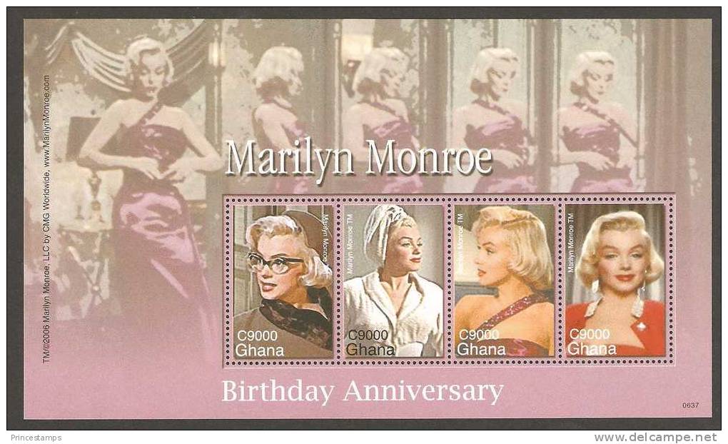 Ghana. Yv. 3211/14   /  Cine - Cinema - Film - Marilyn Monroe - Cinema