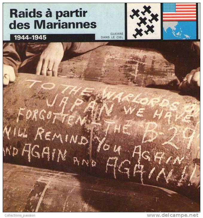 Image , Fiche Illustrée , Messages Sur Les Bombes Destinées Au Japon à Saipan En 1945 - Avions