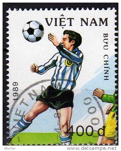 Pokal Italien 1990 Vietnam 2087+Block 72 **/o 7€ Fußball Spielszene Stürmer Ball Ss Blocs Sheets Soccer Bf Viet Nam - Viêt-Nam