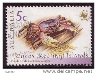 2000 - Cocos (keeling) Islands Wwf Crabs 5c PURPLE CRAB Stamp FU - Cocos (Keeling) Islands