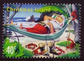 1999 - Christmas Island Xmas 40c SANTA In HAMMOCK Stamp FU - Christmaseiland