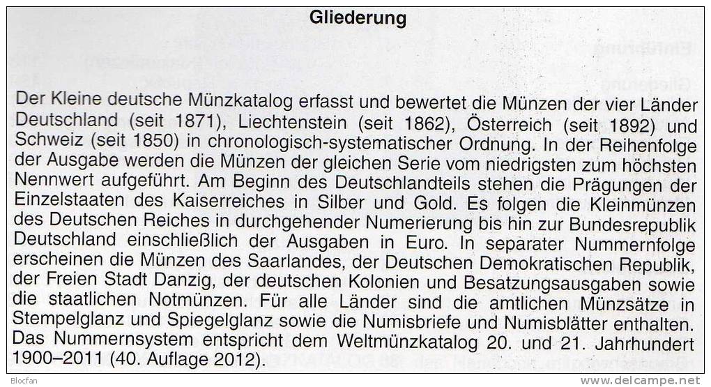 Kleiner Münz Katalog Deutschland 2012 Neu 15€ Für Numismatik Aus Österreich Schweiz Und Lichtenstein Old And New Germany - Boeken & Software