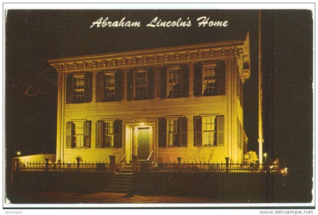 USA, Night Scene, Abraham Lincoln's Home, Springfield Illinois, Unused Postcard [P8378] - Springfield – Illinois
