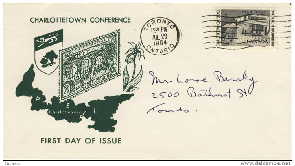 1964 Canada Cachet FDC Charlottetown Conference - 1961-1970