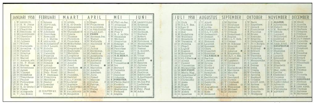 Calendrier  Kalender 1958  Gentse Radiodistributie Radio  Gand  Gent - Petit Format : 1941-60