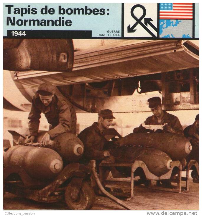 Image , Fiche Illustrée , Chargement De Bombes Sur Un B 26 Marauder Américain , 1944 - Aviones