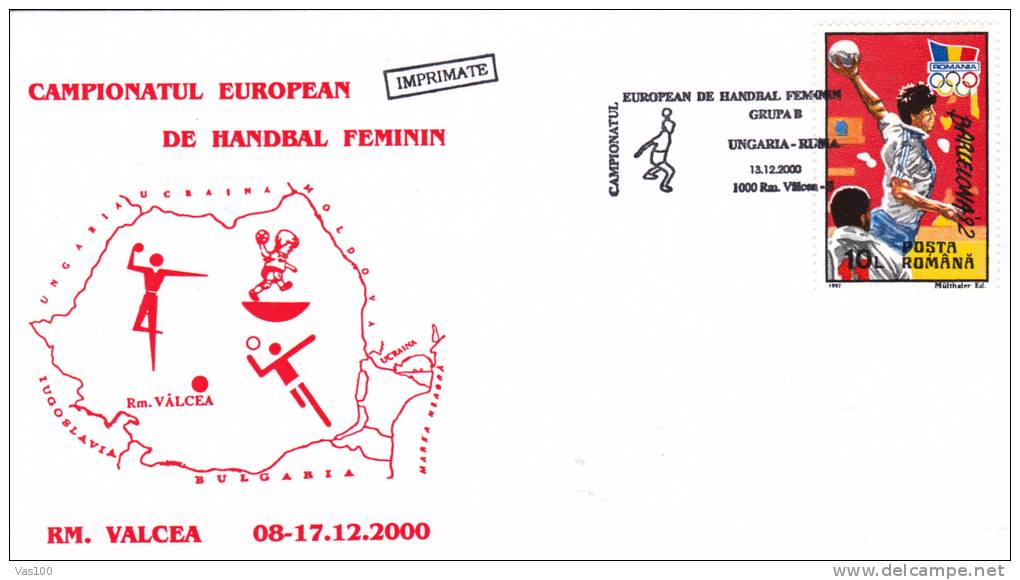 WOMEN EUROPEAN HANDBALL CHAMPIONSHIP, 2000, SPECIAL COVER, OBLITERATION CONCORDANTE, ROMANIA - Handbal