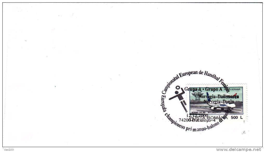 WOMEN EUROPEAN HANDBALL CHAMPIONSHIP, 2000, SPECIAL COVER, OBLITERATION CONCORDANTE, ROMANIA - Balonmano