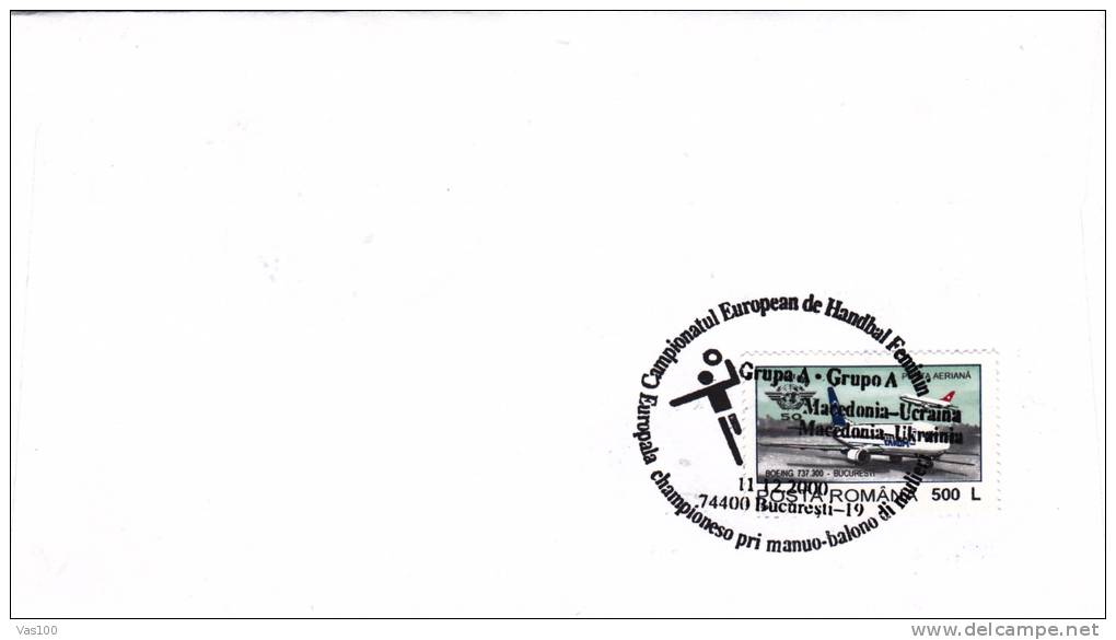 WOMEN EUROPEAN HANDBALL CHAMPIONSHIP, 2000, SPECIAL COVER, OBLITERATION CONCORDANTE, ROMANIA - Hand-Ball