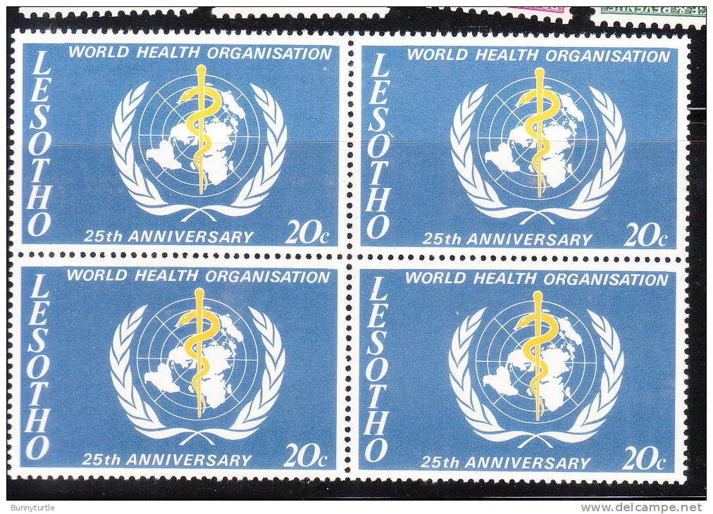 Lesotho 1973 WHO 25th Anniversary Blk Of 4 MNH - OMS