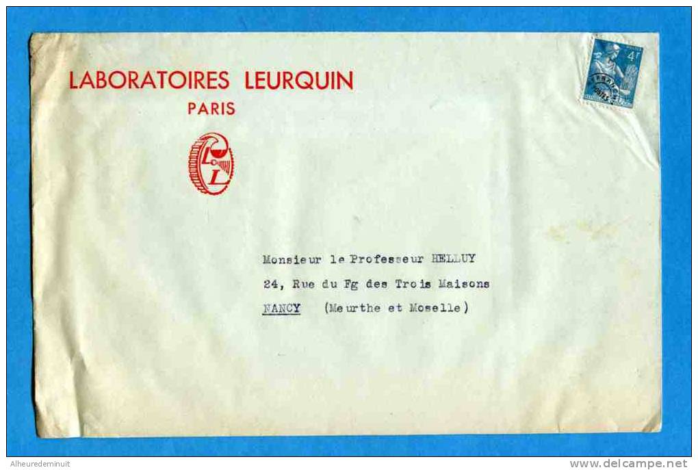 Enveloppe LABORATOIRES LEURQUIN PARIS"timbre 4F - 1953-1960