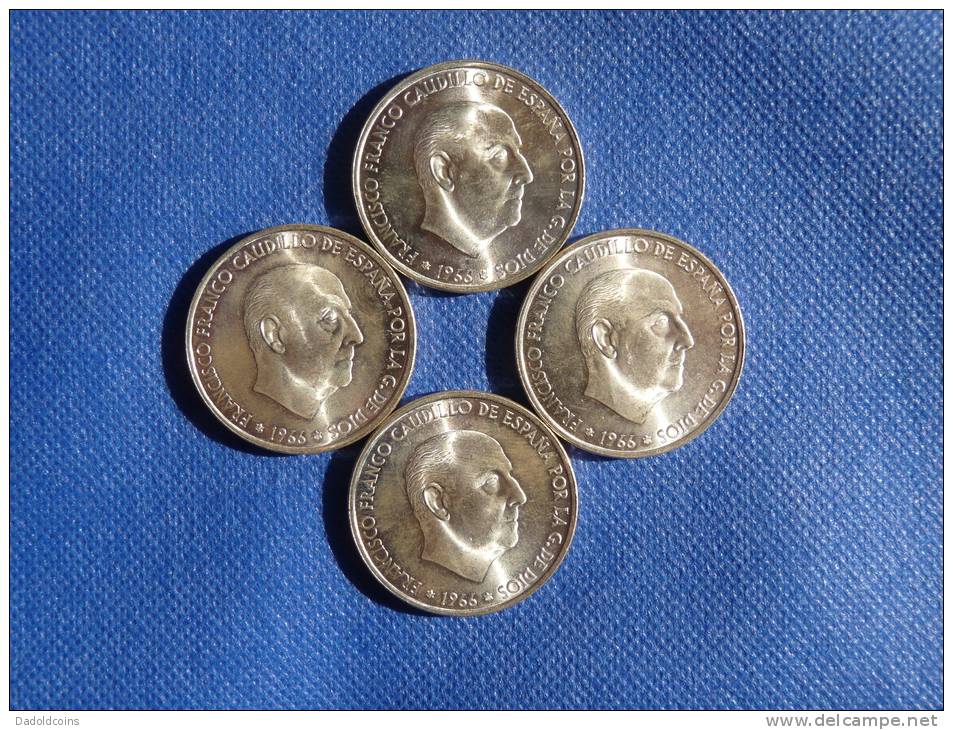 Espagne España Spain 4x 100 Pesetas Argent Silver Plata 0,800 Franco 1966 *68,  New!  Ver Fotos - 100 Pesetas