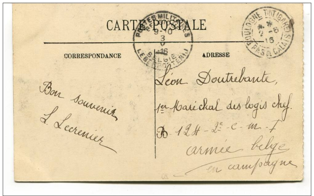 Ancienne Cp " Hardelot Plage, L'Hôtel D'Hardelot" Avec Cachet Militaire 1916 - Other & Unclassified