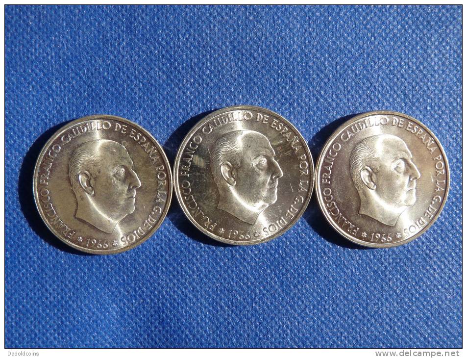 Espagne España Spain 3x 100 Pesetas Argent Silver Plata 0,800 Franco 1966 *68, Nuevas.  Ver Fotos - 100 Pesetas