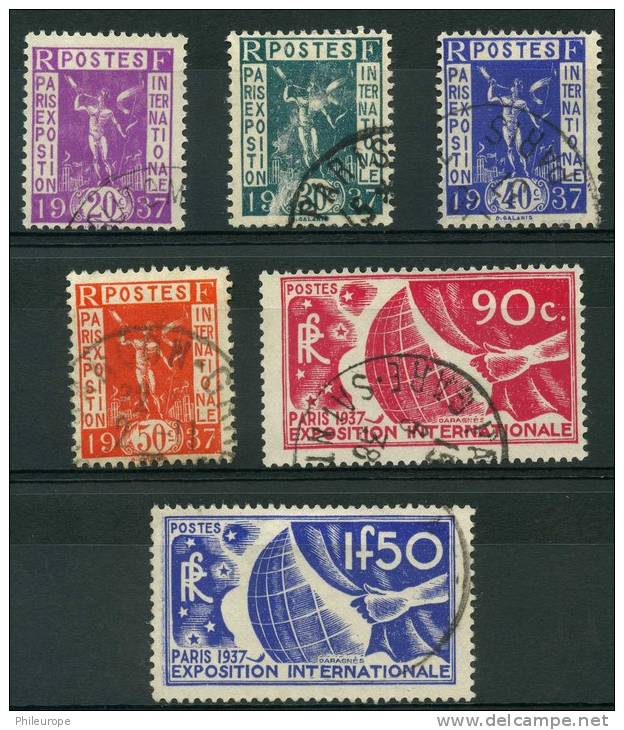 France (1936) N 322 à 327 (o) - Oblitérés