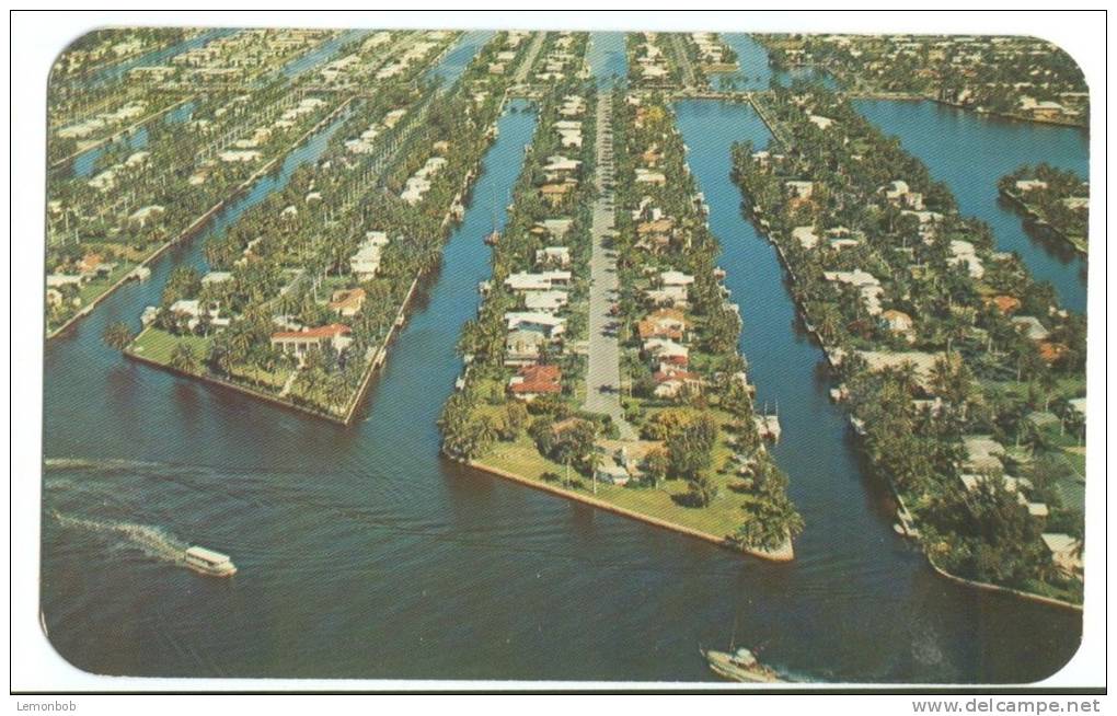 USA, Helicopter View Of Island Homes And Intra-coastal Waterway At Fort Lauderdale, Florida, 1955 Used Postcard [P8390] - Fort Lauderdale