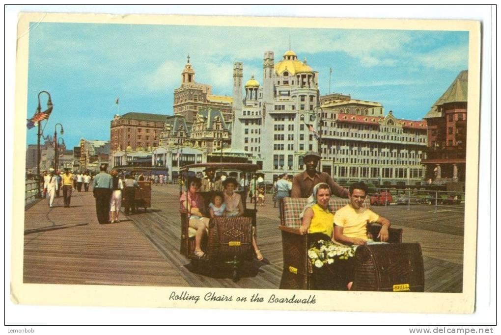 USA, Rolling Chairs On The Boardwalk, Atlantic City, New Jersey, 1950s Unused Postcard [P8410] - Atlantic City