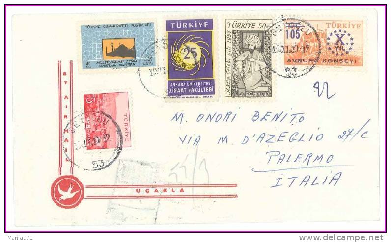 2505 1960 TURCHIA Cover Air Mail Stamps - Covers & Documents