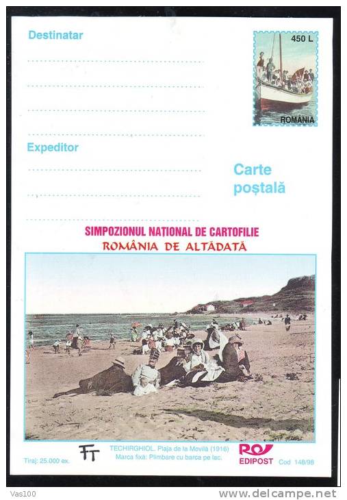 TECHIRGHIOL, BEACH, 1998, CARD STATIONERY, ENTIER POSTAL, UNUSED, ROMANIA - Thermalisme