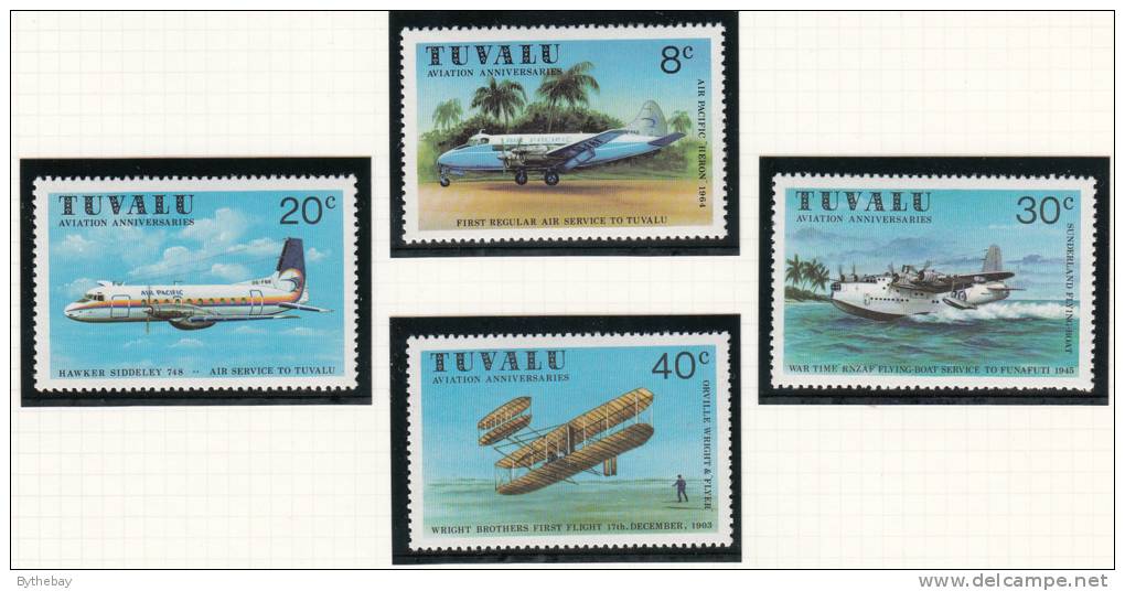 Tuvalu MNH Scott #142 To #145 Set Of 4 Aviation Anniversaries - Tuvalu