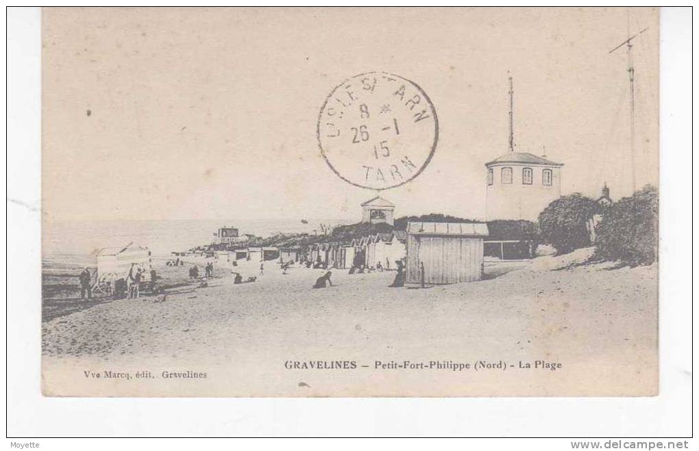 CPA-59-GRAVELINES-1915-PETIT-FORT-PHILIPPE-LA PLAGE-ANIMEE-PERSONNAGES SUR LA PLAGE - Gravelines