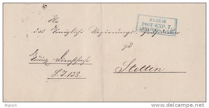 Brief Blauer K3 Berlin Post-Exp.7 13.1.66 4-5 Ngel. Nach Stettin Verschlußmarke Ansehen !!!!!!!!!!! - Prephilately