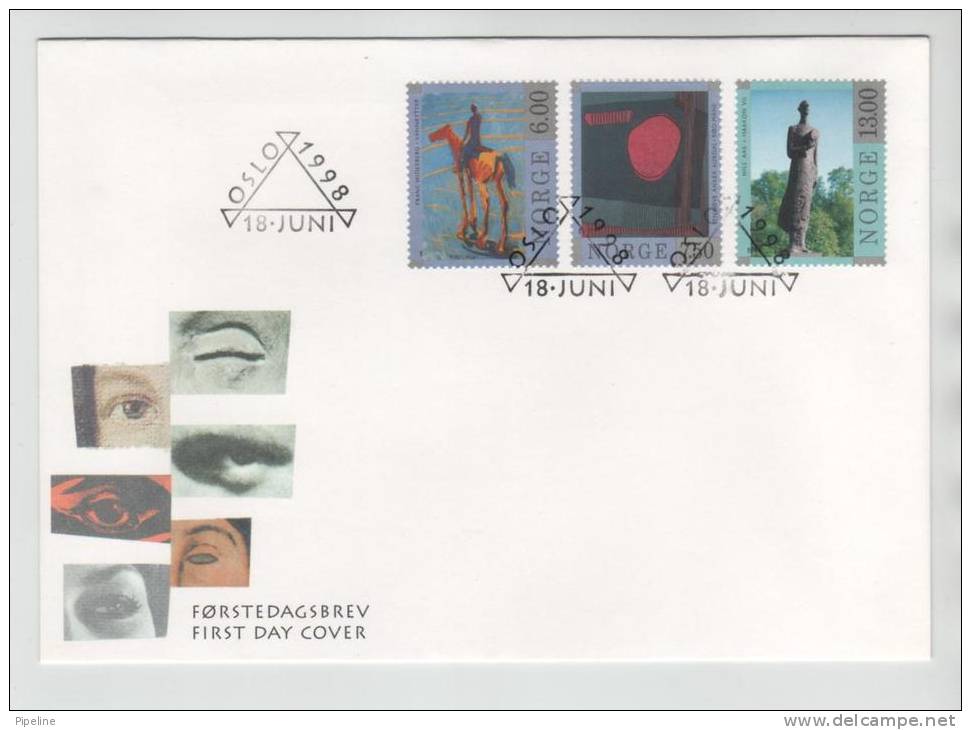 Norway FDC 18-6-1998 MODERN ART Complete Set Of 3 With Cachet - FDC