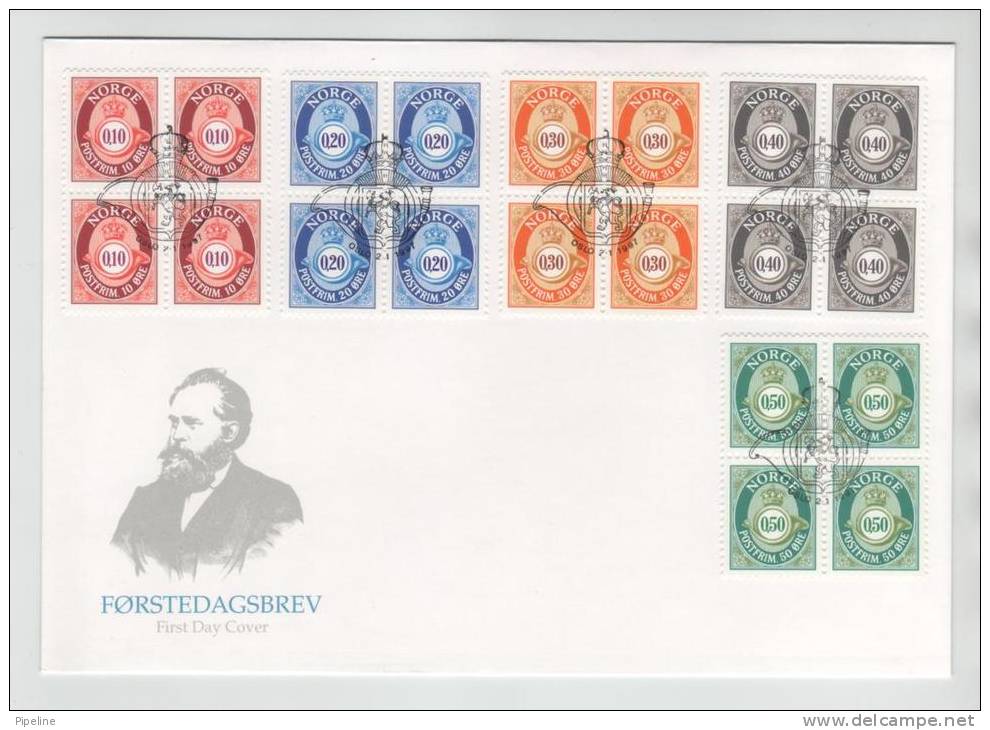 Norway FDC 2-1-1997 5 New Issue POSTHORN In Block Of 4 - FDC