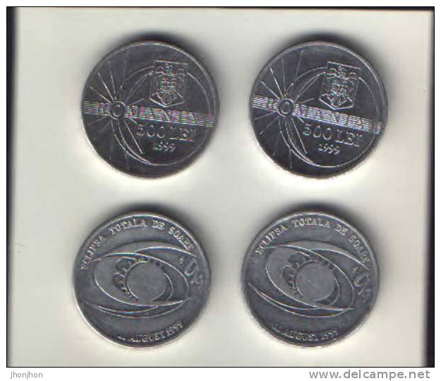 Romania-500 Lei 1999-Pair Of 2 Coins Eclipse. - Rumänien