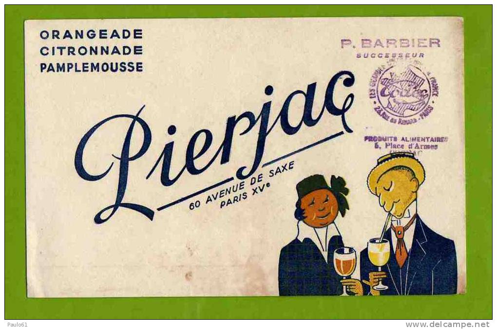 BUVARD  : Orangeade Pamplemousse PIERJAC - Frisdrank