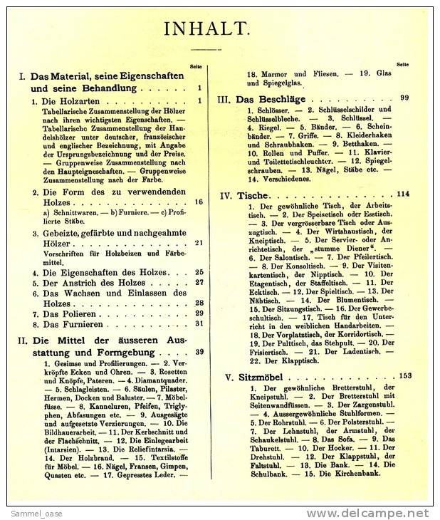 Das Schreinerbuch / Möbelschreinerei - Reprint von 1902  -  herausgegeben 1980