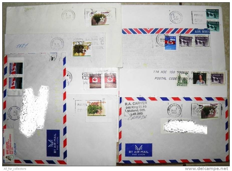 9 Postal Used Covers Sent From Canada To Lithuania, 16 Stamps, All Period Up To 2000 Year - Enveloppes Commémoratives