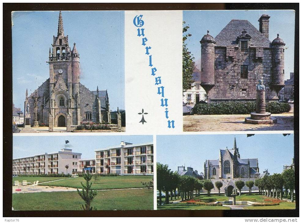 CPM  GUERLESQUIN Multi Vues L'Eglise , Le Présidial, La Maison De Retraite Et Le Square - Guerlesquin