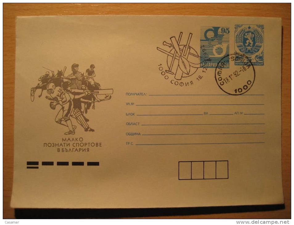 BULGARY 1992 Postal Stationery Cover American Football Cup Soccer Futbol Americano Super Bowl - Soccer American Cup