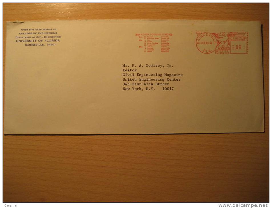 USA Gainesville 1969 Cancel Cover American Football Cup Soccer Futbol Americano Super Bowl - Fußball-Amerikameisterschaft