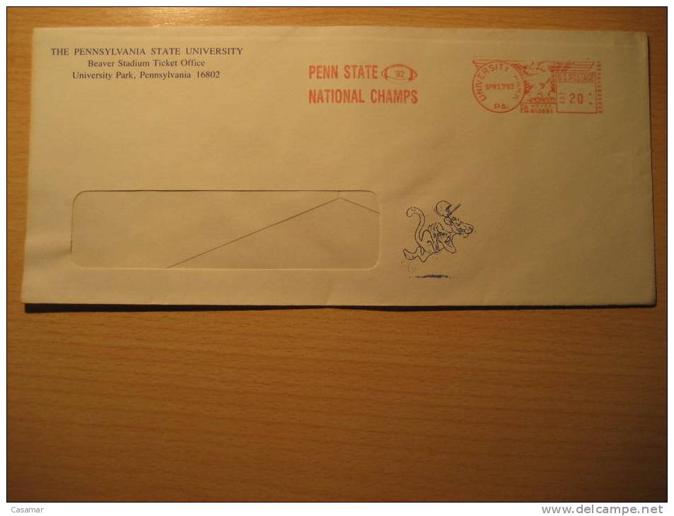 USA University Park 1983 PENN Cancel Cover American Football Cup Soccer Futbol Americano Super Bowl - Copa América