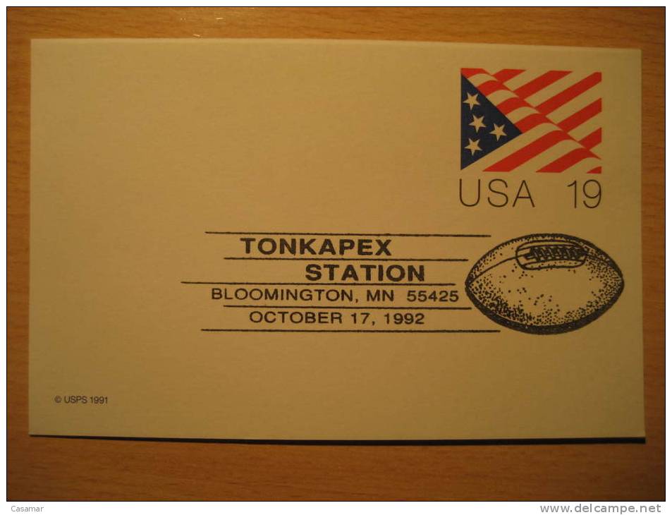 USA Bloomington 1992 Tonkapex Cancel Cover American Football Cup Soccer Futbol Americano Super Bowl - Copa América