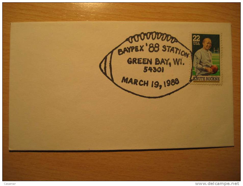 USA Green Bay 1988 Cancel Cover American Football Cup Soccer Futbol Americano Super Bowl - Soccer American Cup