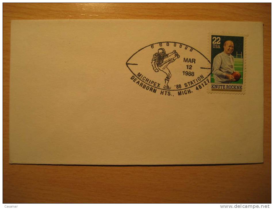 USA Dearborn 1988 Cancel Cover American Football Cup Soccer Futbol Americano Super Bowl - Copa America