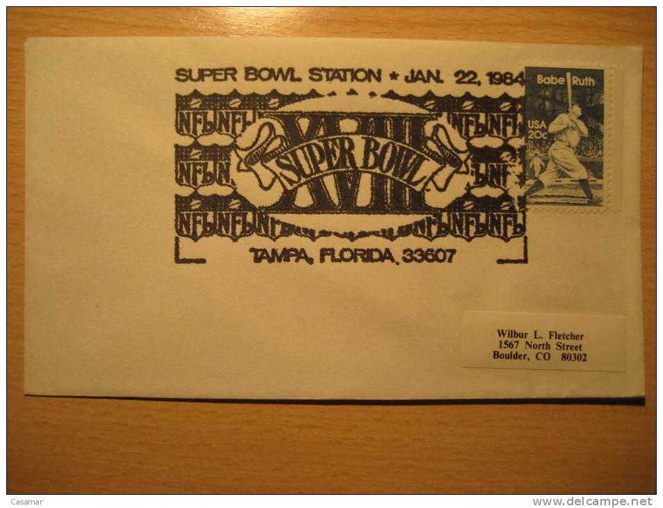 USA Tampa 1984 Cancel Cover American Football Cup Soccer Futbol Americano Super Bowl - Soccer American Cup