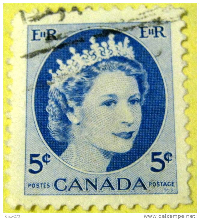 Canada 1954 Queen Elizabeth II 5c - Used - Gebruikt