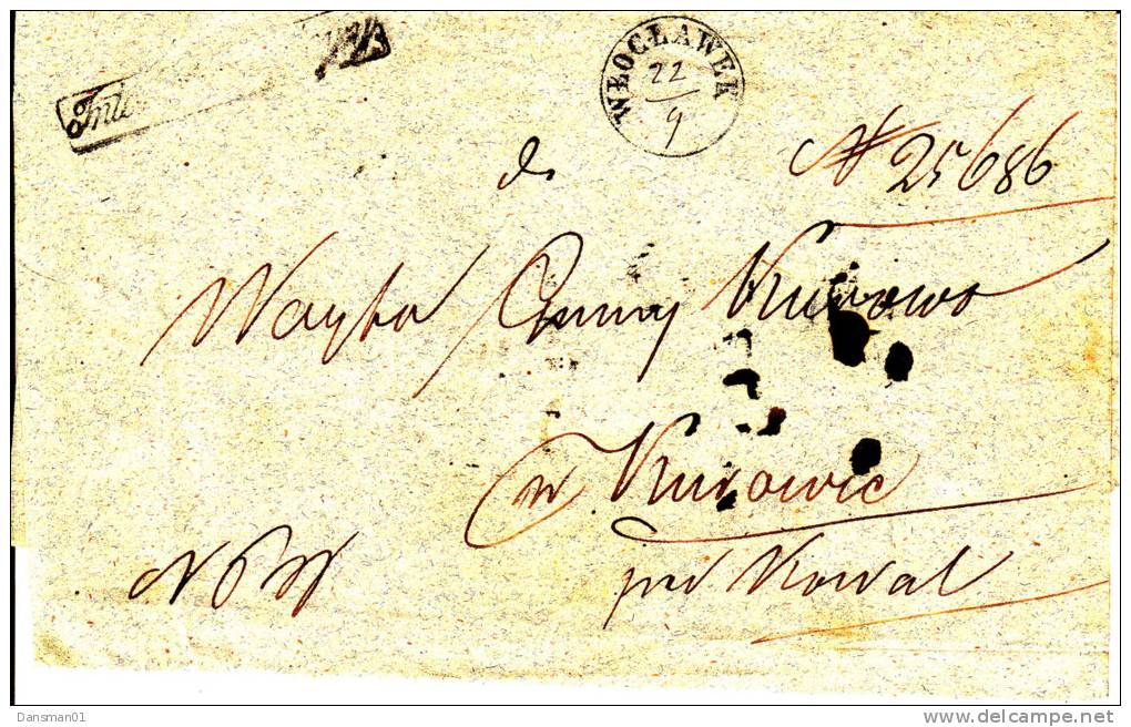 Poland Prephilatelic Cover WLOCLAWEK 1858 In Black, Boxed IR - ...-1860 Préphilatélie