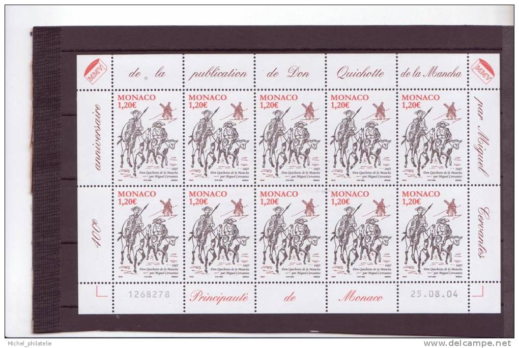 Monaco N°2474** Planche De 10 Timbres, Neuf Sans Charniere  "litterature Don Quichotte" - Autres & Non Classés