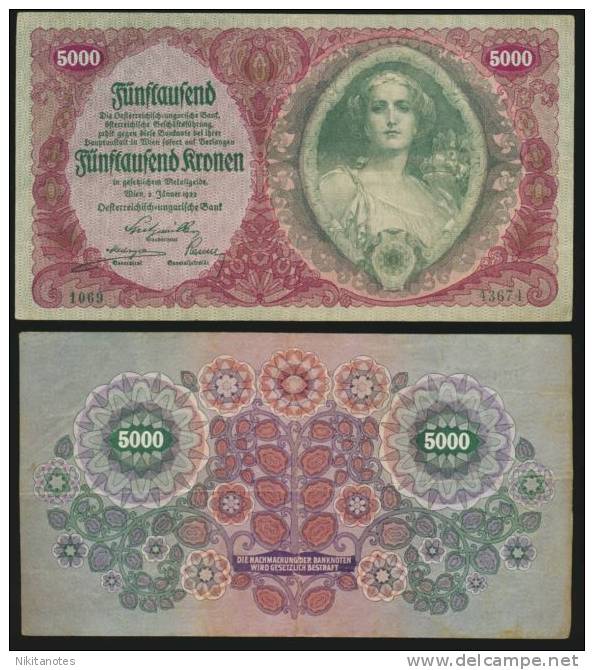 Austria 5000 Kronen 1922 P. 79 F+ - Austria