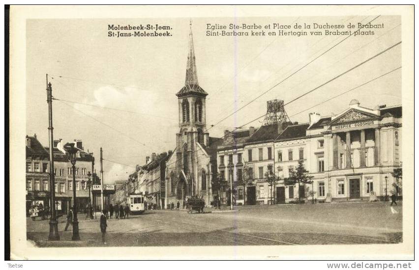 Molenbeek-St-Jean - Eglise Ste Barbe Et Place De La Duchesse De Brababt - Tramways - Molenbeek-St-Jean - St-Jans-Molenbeek